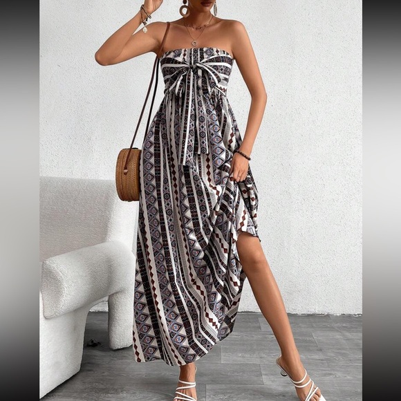 Dresses & Skirts - Boho knot front A-line tube dress